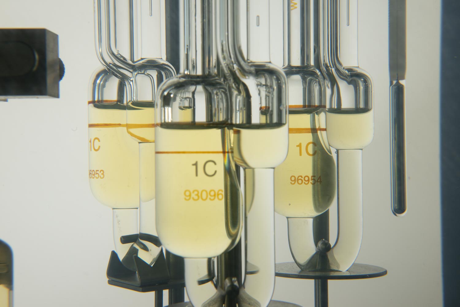 Ubbelohde glass viscometer in constant temperature viscometer bath